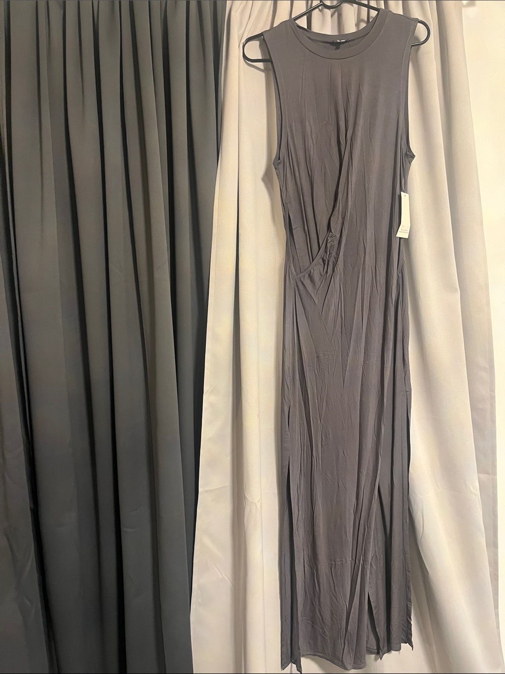 Tobi Sleeveless Gray Maxi Dress - Minimalist Long Silhouette